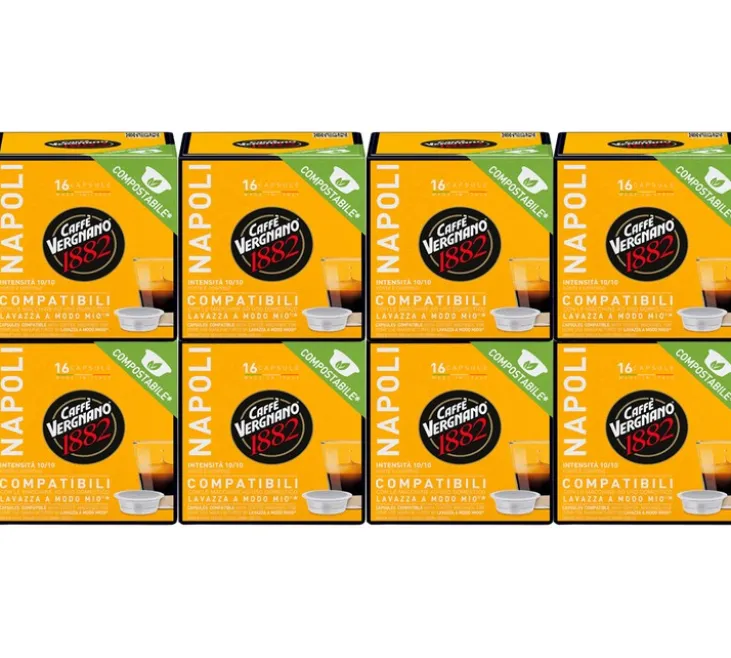 128 Capsules compostables compatibles A Modo Mio Lavazza Napoli - CAFFE VERGNANO