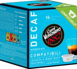 16 Capsules compostables compatibles A Modo Mio Lavazza Décaféiné - CAFFE VERGNANO