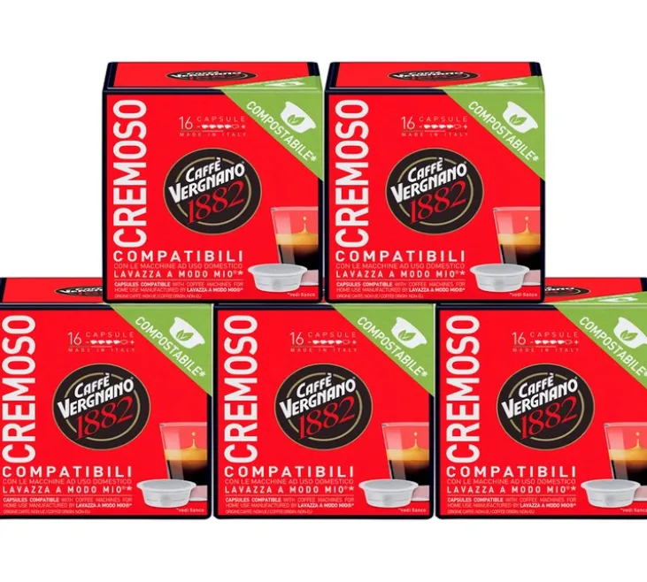 80 Capsules compostables compatibles A Modo Mio Lavazza Cremoso - CAFFE VERGNANO