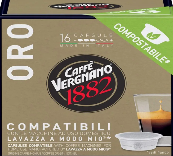 128 Capsules compostables compatibles A Modo Mio Lavazza Oro - CAFFE VERGNANO
