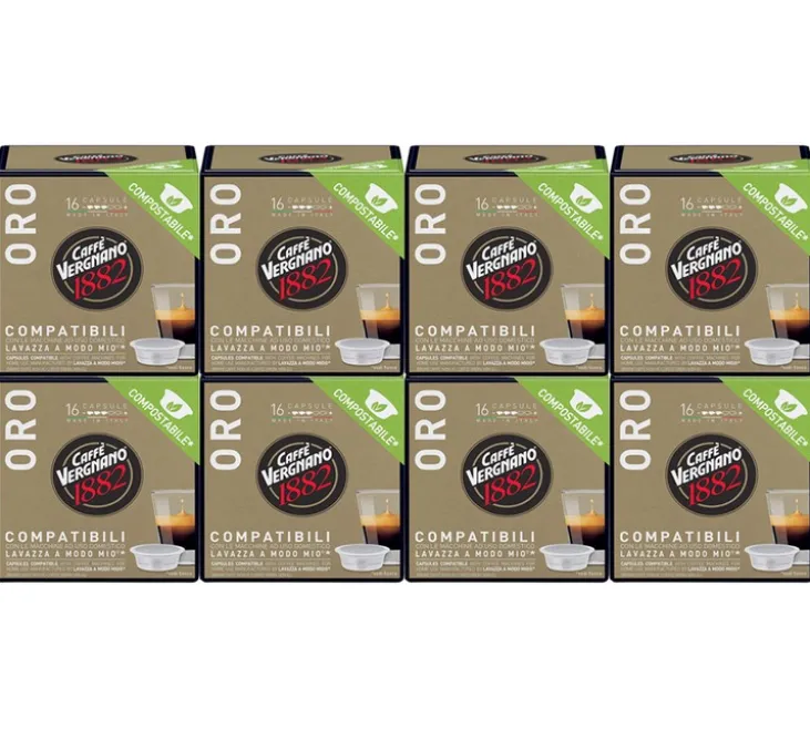 128 Capsules compostables compatibles A Modo Mio Lavazza Oro - CAFFE VERGNANO