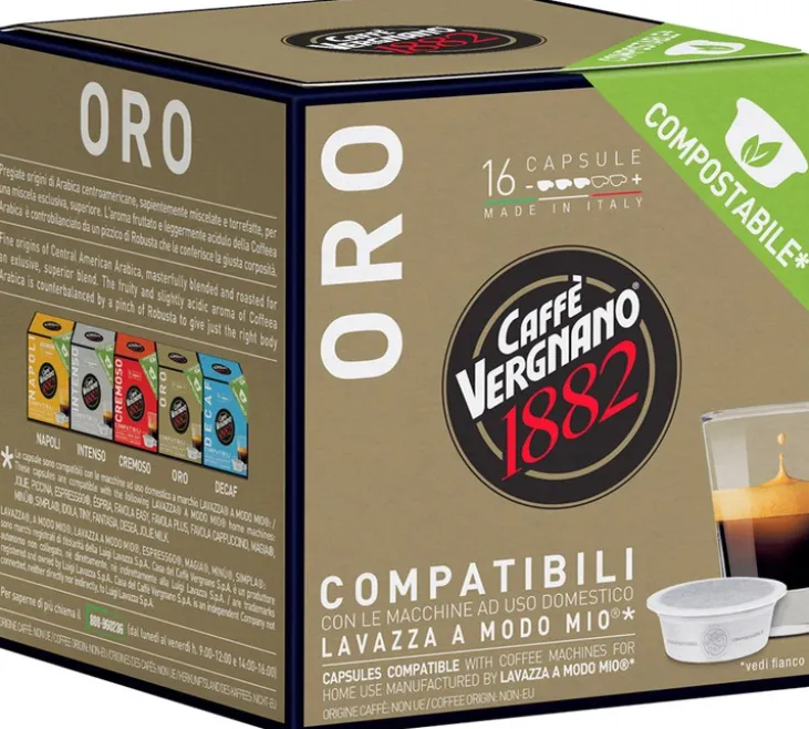 128 Capsules compostables compatibles A Modo Mio Lavazza Oro - CAFFE VERGNANO