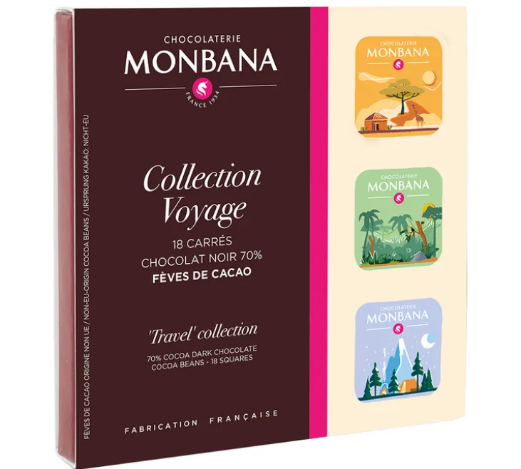 Coffret Collection Voyage Carré Chocolat Noir 78% - 18 napolitains - MONBANA