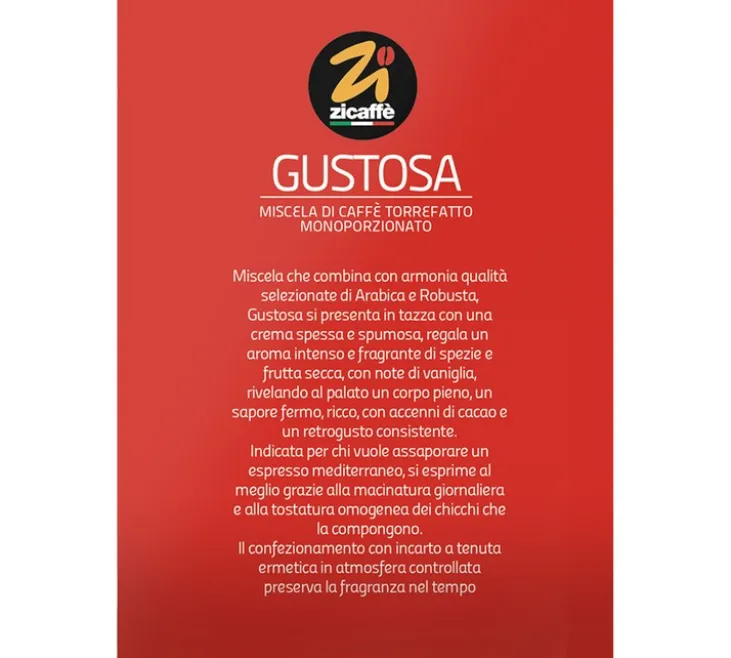 50 dosettes ESE Gustosa - ZICAFFE