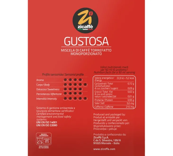 50 dosettes ESE Gustosa - ZICAFFE