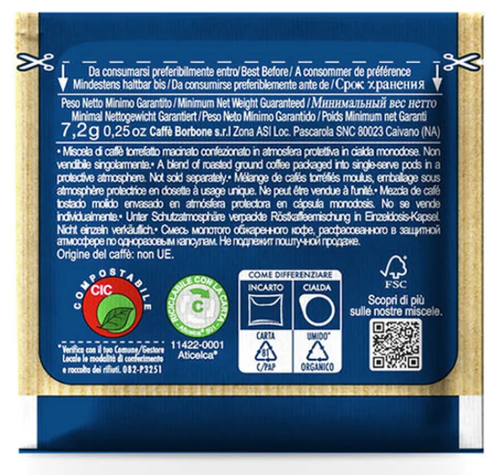 150 dosettes ESE - Miscela Blu - CAFFE BORBONE