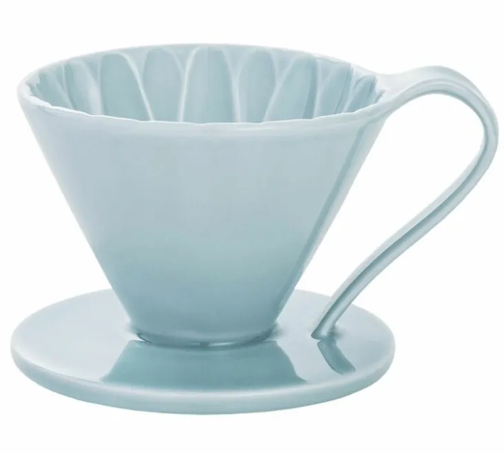 Dripper CAFEC Arita Flower bleu en porcelaine pour une tasse