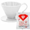 Dripper CAFEC Arita Flower 1 tasse blanc + 100 Filtres papier blancs