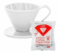 Dripper CAFEC Arita Flower 1 tasse blanc + 100 Filtres papier blancs