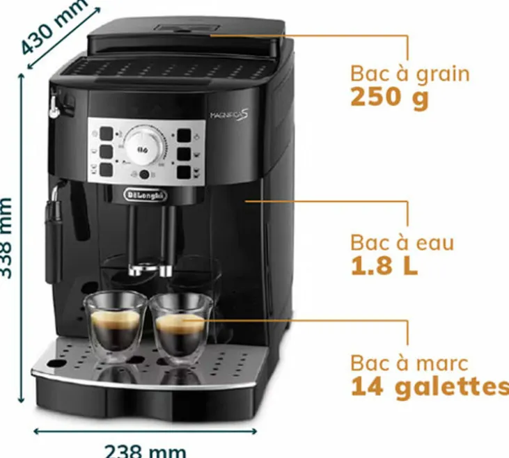 Expresso Broyeur DELONGHI Magnifica S ECAM 22.140.B - Noir