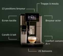 Expresso Broyeur DELONGHI Primadonna Soul ECAM 610.75.MB Gris - Carafe à café + Mug Contigo OFFERT