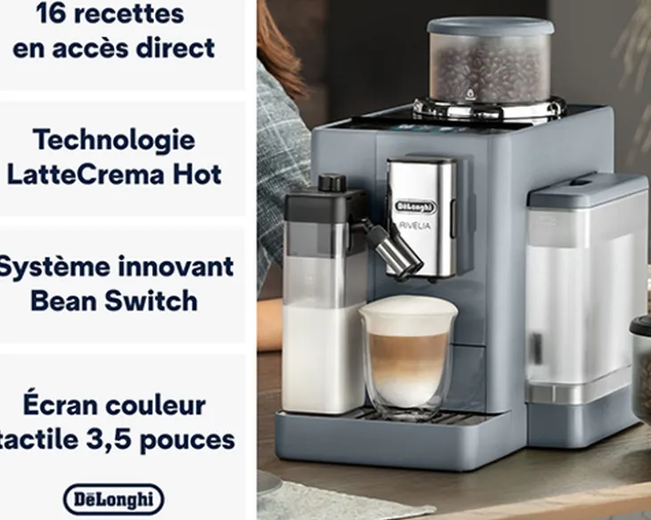 Expresso Broyeur DELONGHI Rivelia FEB 4455.G Gris Galet Latte
