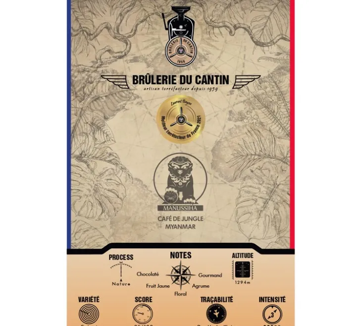250 g - Café en grain - Myanmar Ywangan Manussiha 100% Arabica - BRÛLERIE DU CANTIN