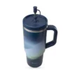 Gourde isotherme avec paille Travel cup Aura bleu nuit - 90 cl - QWETCH