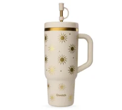 Gourde isotherme avec paille Travel cup Évasion sable - 90 cl - QWETCH