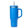 Gourde isotherme avec paille Travel cup bleu azur - 90 cl - QWETCH