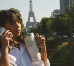 Gourde isotherme avec paille Travel cup Level up - 90 cl - QWETCH