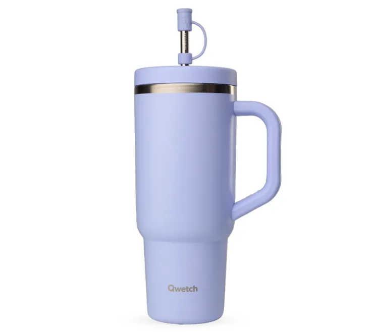 Gourde isotherme avec paille Travel cup glycine - 90 cl - QWETCH