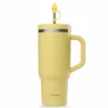 Gourde isotherme avec paille et embout - Travel cup jaune citron - 90 cl - QWETCH