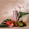 Gourde isotherme avec paille Travel cup Moani rose pastel - 90 cl - QWETCH