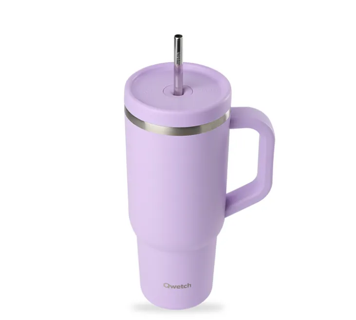 Gourde isotherme avec paille Travel cup lavande - 90 cl - QWETCH