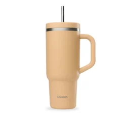 Gourde isotherme avec paille Travel cup abricot - 90 cl - QWETCH