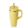 Gourde isotherme avec paille Travel cup jaune citron - 90 cl - QWETCH