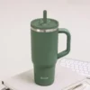 Gourde isotherme paille et bouchon étanche kaki - 90 cl - QWETCH