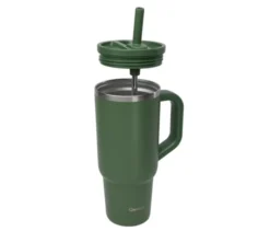 Gourde isotherme paille et bouchon étanche kaki - 90 cl - QWETCH