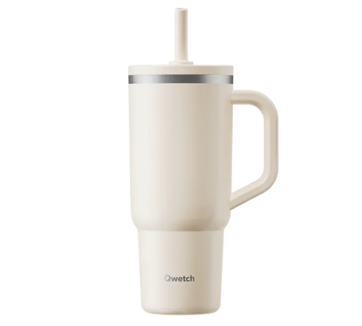 Gourde isotherme paille et bouchon étanche sable - 90 cl - QWETCH