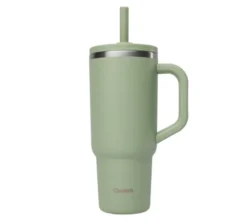 Gourde isotherme paille et bouchon étanche vert tilleul - 90 cl - QWETCH