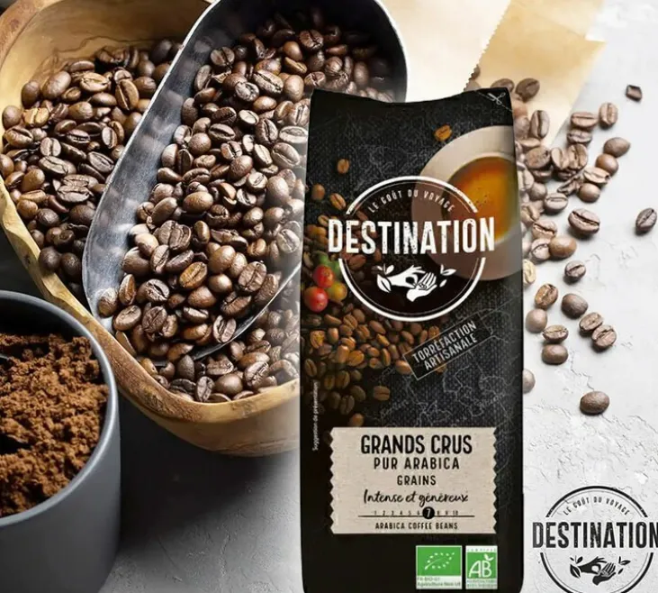 1 kg - Café en grain - Grands Crus Pur Arabica Bio - DESTINATION