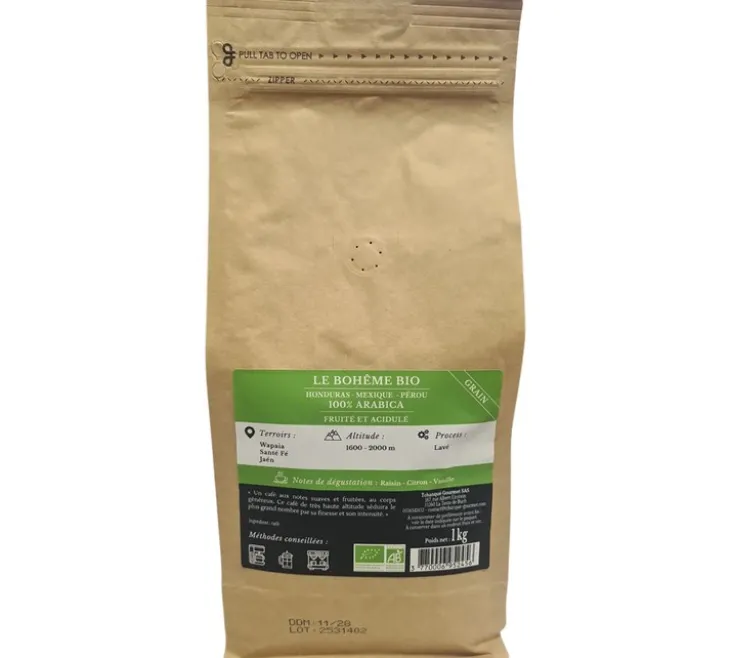 1 kg - Café en grain - La Bohème Bio - CAFÉS TCHANQUÉ