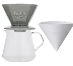Kit Dripper KINTO SCS-04-BR gris + Carafe en verre 600ml