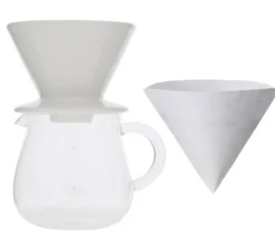 Kit Dripper SCS-04-BR blanc + Carafe Kinto verre 600ml - Slow Coffee - Kinto