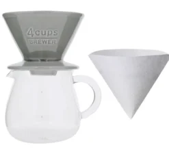 Kit Dripper SCS-04-BR gris + Carafe Kinto verre 600ml - Slow Coffee - Kinto