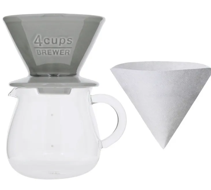 Kit Dripper SCS-04-BR gris + Carafe Kinto verre 600ml - Slow Coffee - Kinto