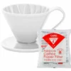 Kit Slow Coffee CAFEC Dripper 4 tasses Blanc + 100 Filtres papier blancs