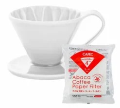 Kit Slow Coffee CAFEC Dripper 4 tasses Blanc + 100 Filtres papier blancs