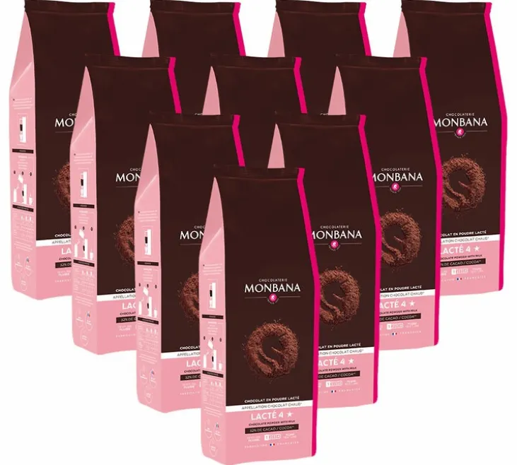 Lot Boisson Lactée 4 Étoiles Chocolat Poudre - Vrac 10 x 1 kg - MONBANA