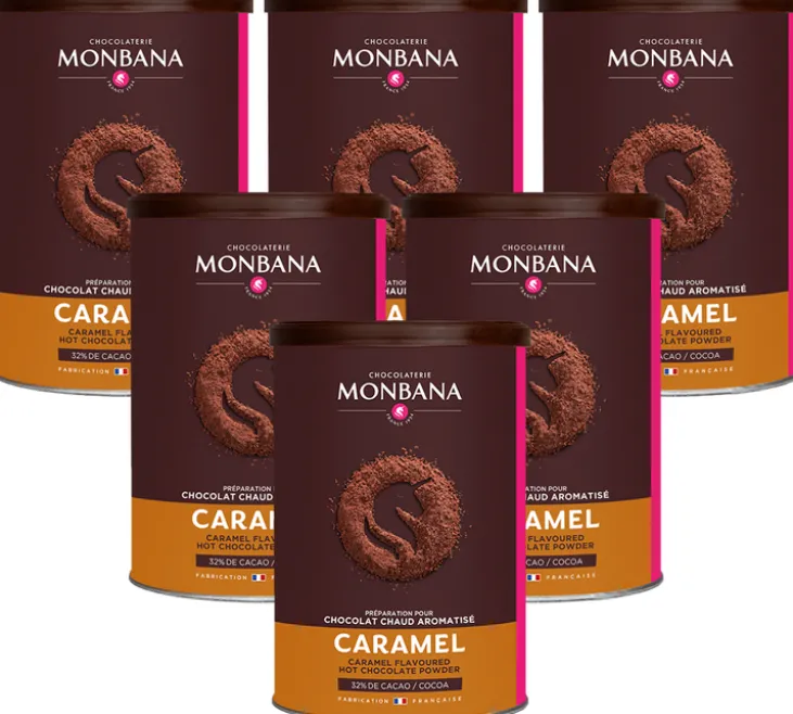 Lot 6 Chocolat Poudre Aromatisés Caramel - Vrac 6 x 250 g - MONBANA