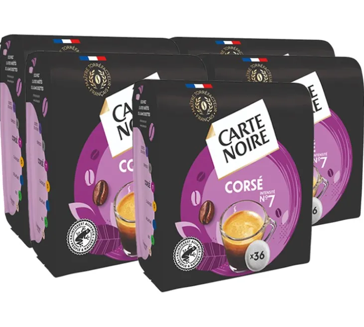 Lot de 180 Dosettes souples n°6 Corsé 5 x 36 - Carte Noire
