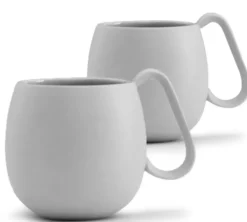 Lot de 2 tasses en porcelaine Light Grey Nina 28cl - Viva Scandinavia