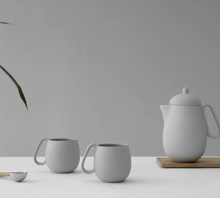 Lot de 2 tasses en porcelaine Light Grey Nina 28cl - Viva Scandinavia