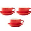 Lot 3 tasses et 3 sous tasses Latte Bowl red - ORIGAMI