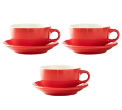 Lot 3 tasses et 3 sous tasses Latte Bowl red - ORIGAMI