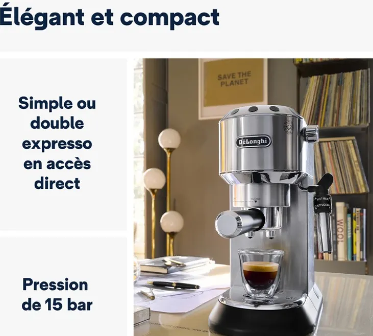 Machine expresso DELONGHI Dedica EC695.M inox brossé