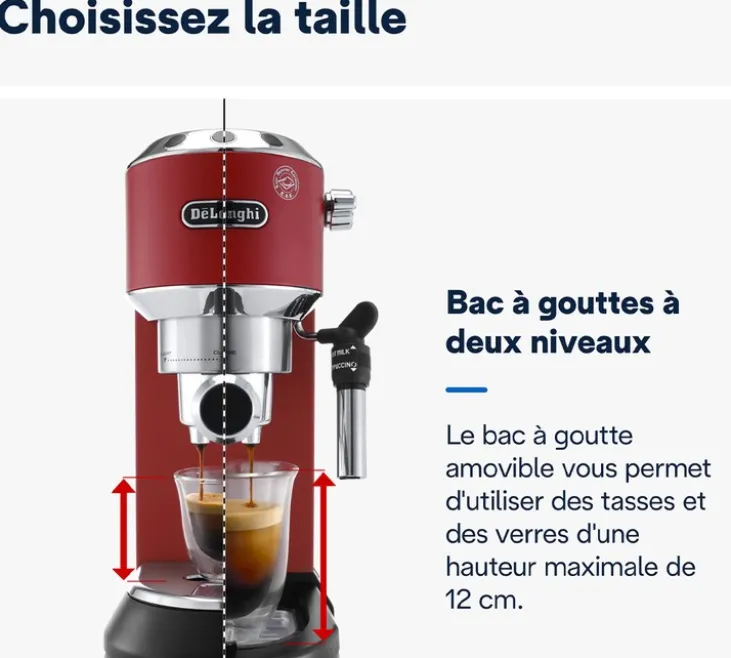 Machine expresso DELONGHI Dedica EC695.R Rouge