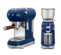 Machine expresso SMEG Bleu 1895 + Moulin SMEG by 1895 Lavazza