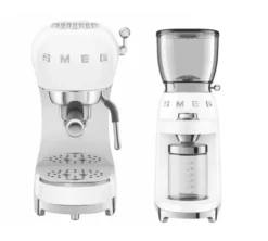 Machine expresso SMEG ECF02WHEU + Moulin à café SMEG CGF11WHEU